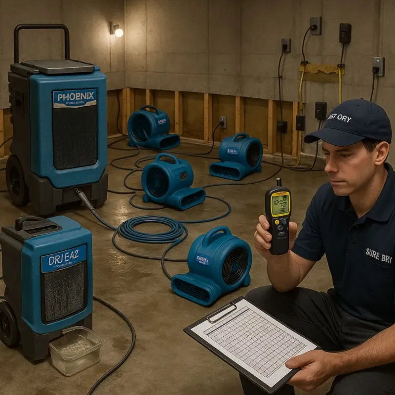 Structural Drying and Dehumidification process in Baileys Crossroads, VA